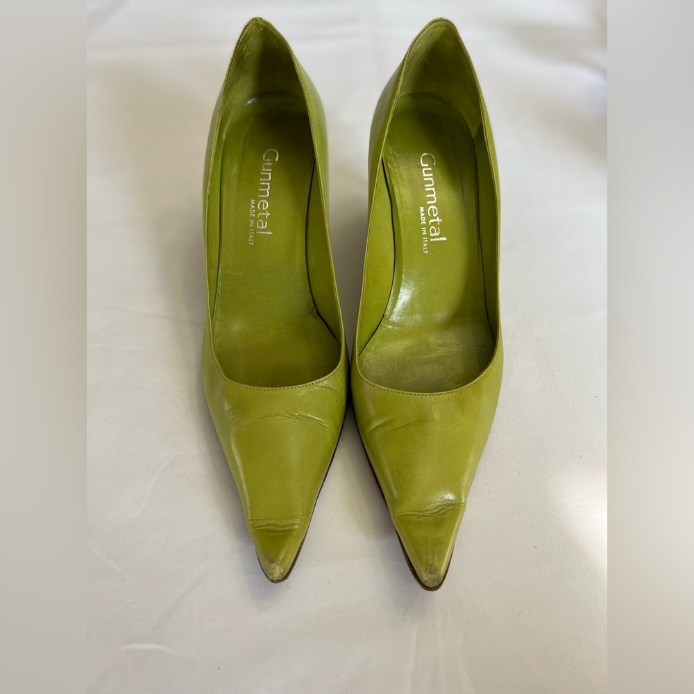 Gunmetal Brand Green Women Pumps Heels 38.5 8.5